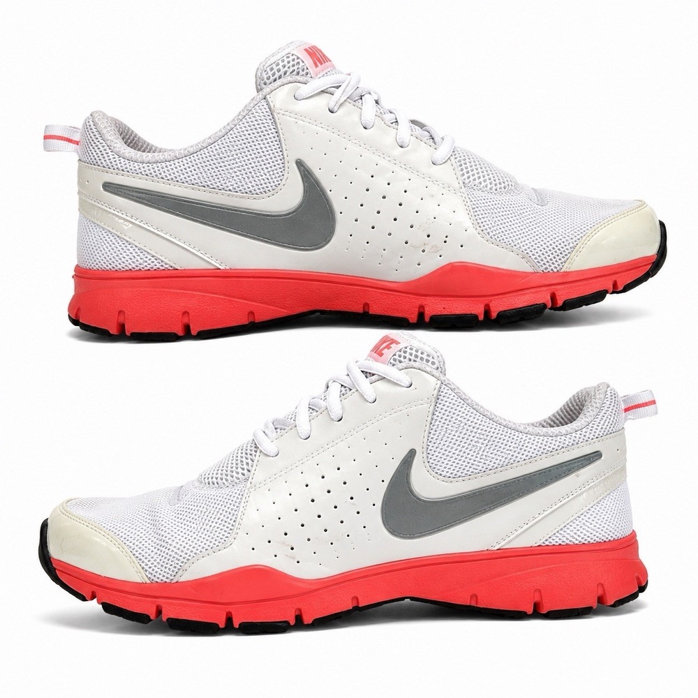 Nike Flex Trainer 3 Women's 8.5 White Coral Training Running Shoes 444545-100